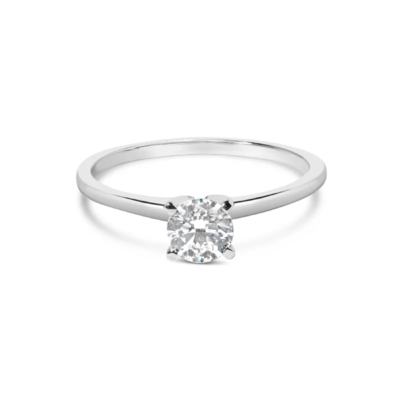 women unique wedding engagement rings -14K White Gold 1/2 Cttw Round Lab Grown Diamond 4 Prong Solitaire Engagement Ring