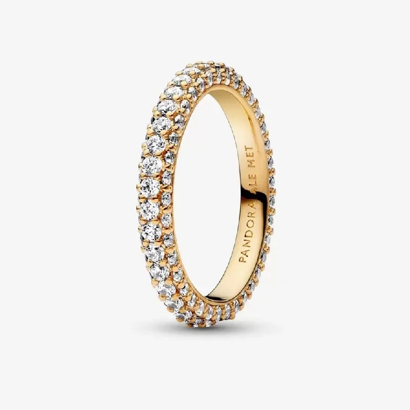 women statement rings -PANDORA : Pandora Timeless Pavé Single-row Ring in Gold Plated