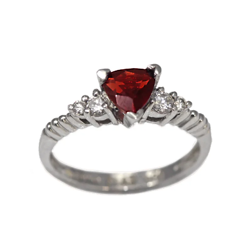 women eternity bands -950 Platinum Garnet and Diamond Ring