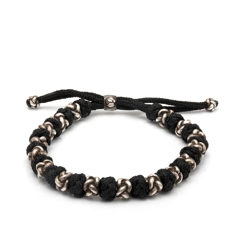 women gold link bracelets -Beijing - Adjustable Silver and Silk bracelet