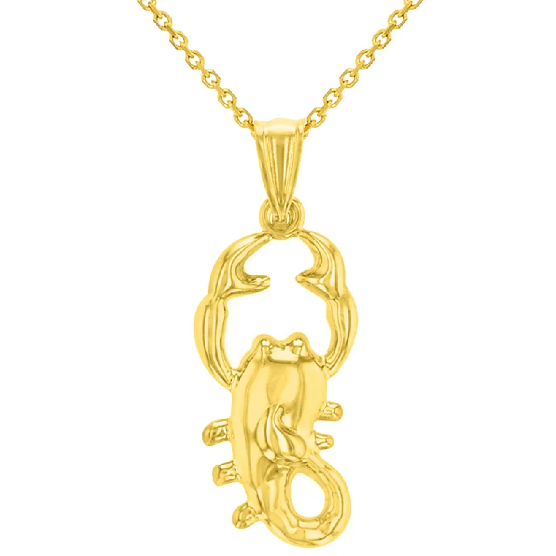 women fancy necklaces -High Polish 14k Yellow Gold 3D Scorpio Zodiac Sign Scorpion Animal Pendant Necklace