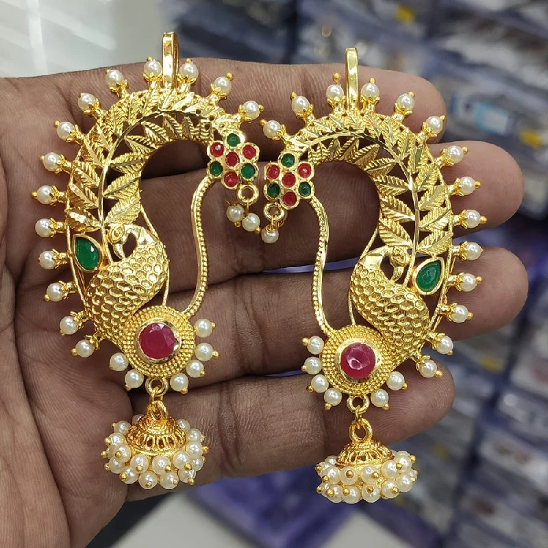 women hoop dangle earrings -Manisha Jewellery Gold Plated Pota Stone Ear Cuff