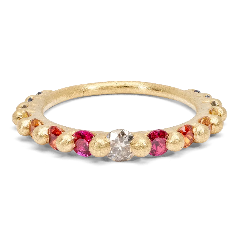 women wide wedding rings -Rainbow Jasmine Ring with Diamonds - Made to Order