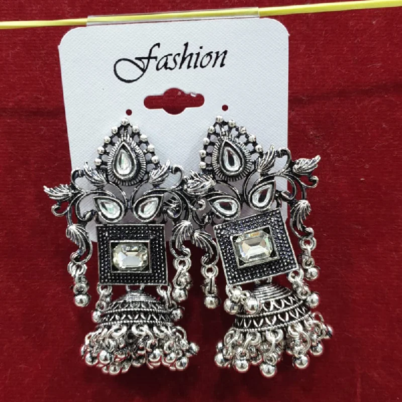 women elegant earrings -Sofine Oxidised Plated Jhumki Earrings