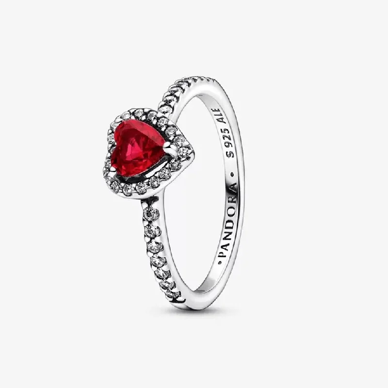 women yellow gold rings -PANDORA : Elevated Red Heart Ring