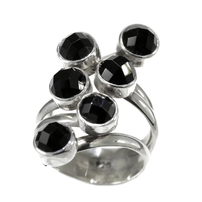 women custom rings -Sterling Silver and Black Onyx Ring