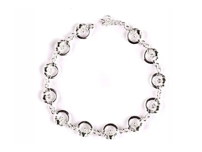 women oval bracelets -Claddagh Bracelet - Sterling Silver