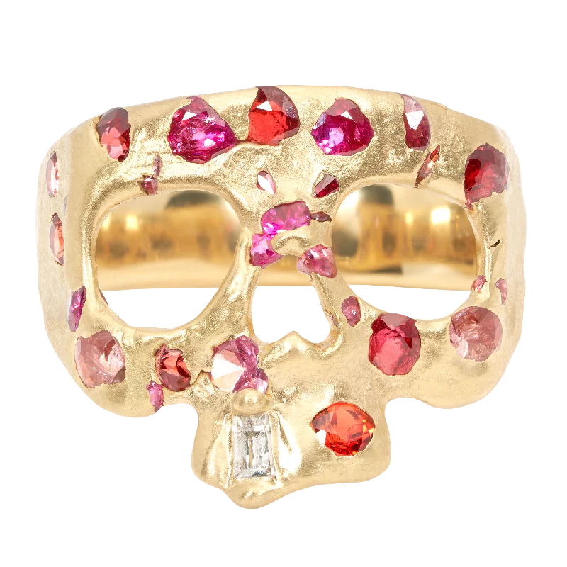 women diamond rings -Extra Small Plum Blossom Confetti Skull Ring - Made to Order