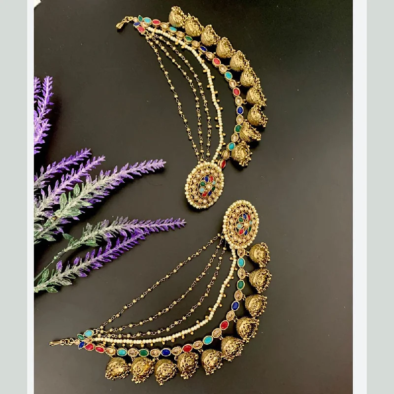 women gemstone earrings -Shree Chamunda Jewellers Gold Plated Kanchain Earrings