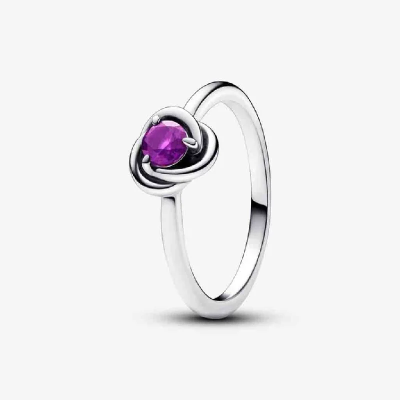 women personalized gemstone rings -PANDORA : February Purple Eternity Circle Ring