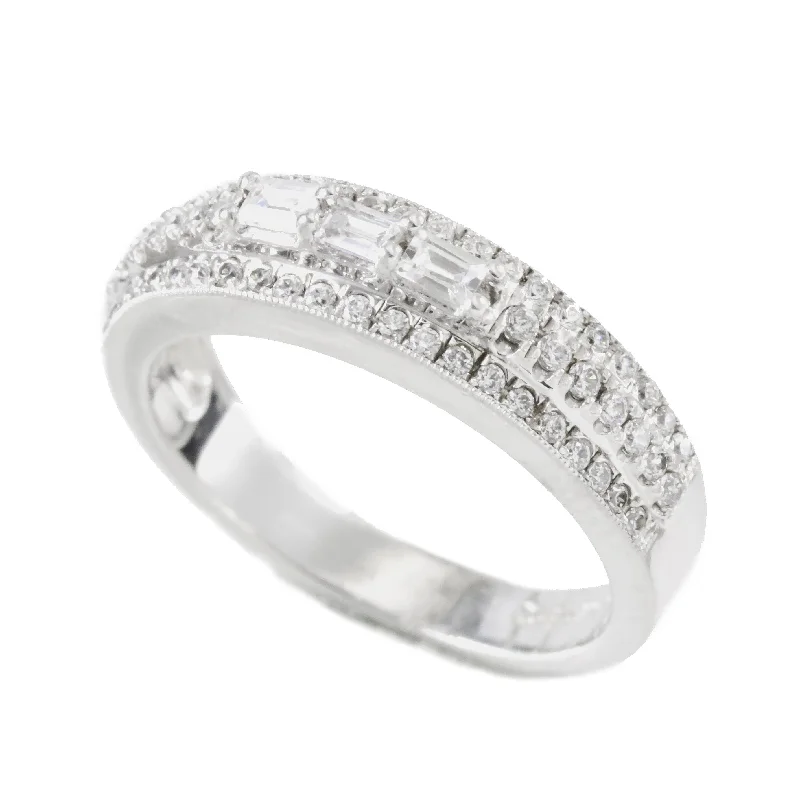 women unique rings -Sterling Silver Cubic Zirconia Wedding Band