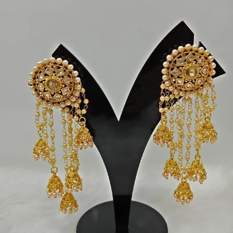 women gemstone hoop earrings -Anjali Jewellery Gold Plated Crystal Stone And Pearl Dangler Earrings