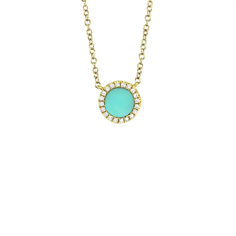 women infinity necklaces -Shy Creation Composite Turquoise & Diamond Necklace