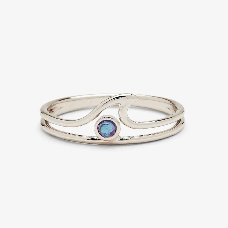 women art deco rings -Pura Vida :  Opal  Wave Ring -Silver