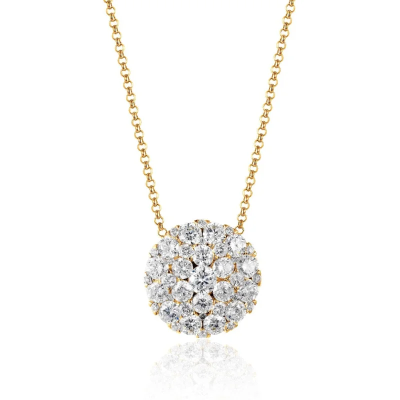 women unique charm necklaces -Round Diamond Cluster Pendant Necklace