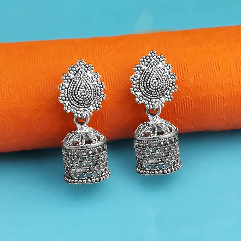 women trendy hoop earrings -Kriaa Oxidised Plated Jhumki Earrings