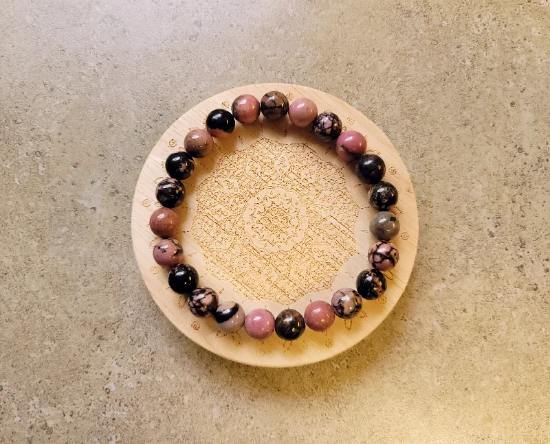 women multi-strand bracelets -Rhodonite Stretch Bracelet 8mm