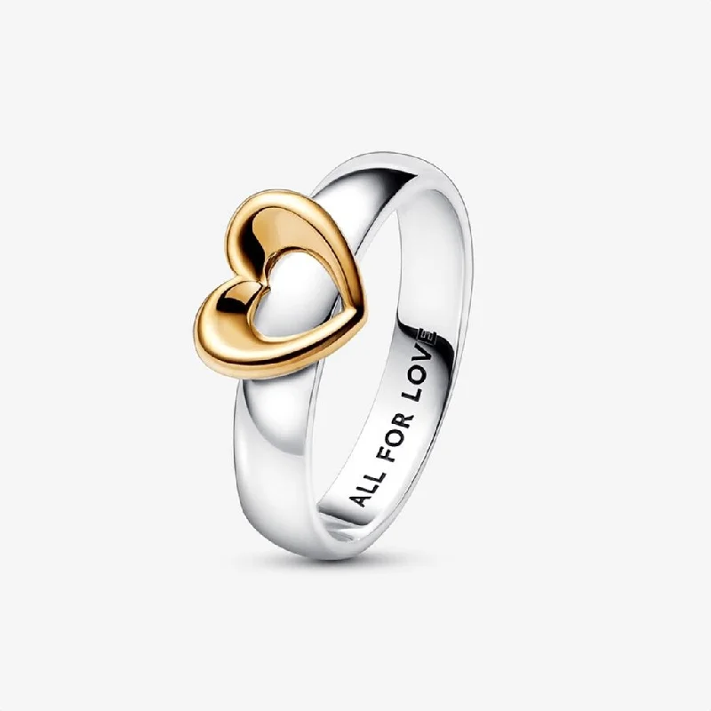 women fashion rings -PANDORA : Radiant Two-tone Sliding Heart Ring