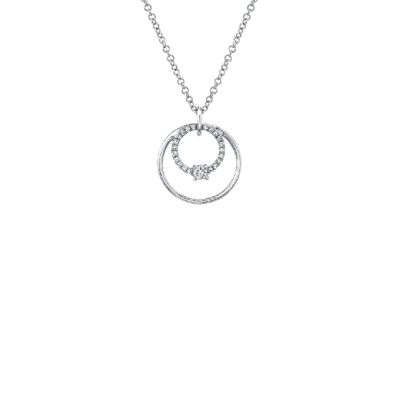 women twisted chain necklaces -Shy Creation Diamond Double Circle Necklace