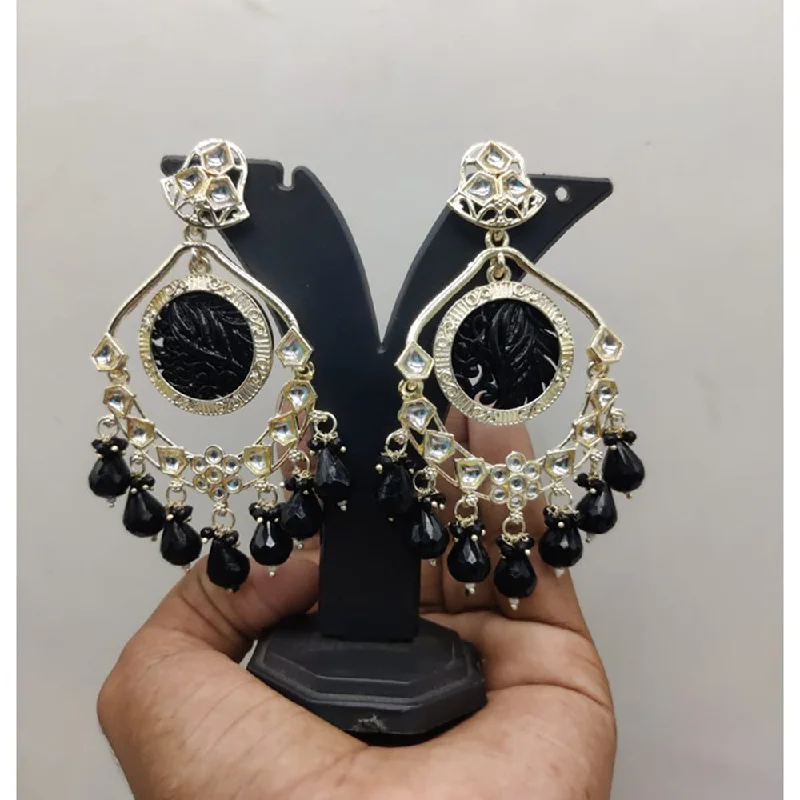 women drop stud earrings -Akruti Collection Gold Plated Kundan Stone And Pearl Dangler Earrings