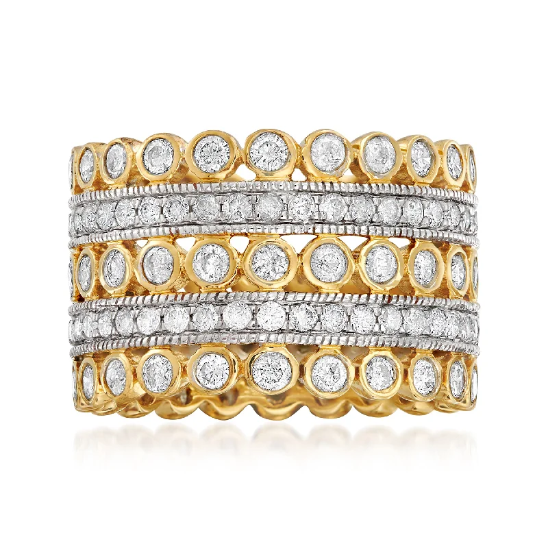 women men’s engagement rings -Ross-Simons Diamond Multi-Row Eternity Ring in 14kt Yellow Gold