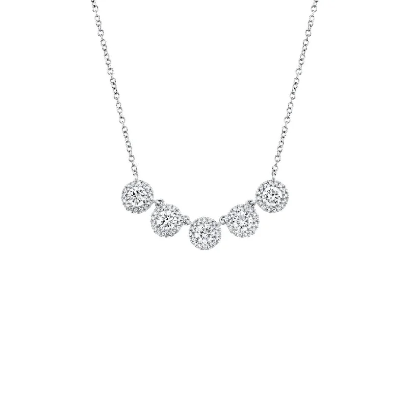 women spiral necklaces -Shy Creation Five Pave Diamond Circles Necklace