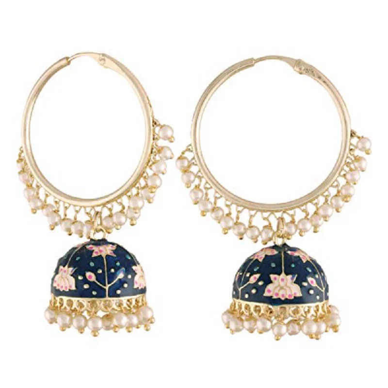 women modern earrings -Etnico 18K Gold Plated Traditional Handcrafted Enamelled Jhumki Earrings for Women/Girls (E2915B)