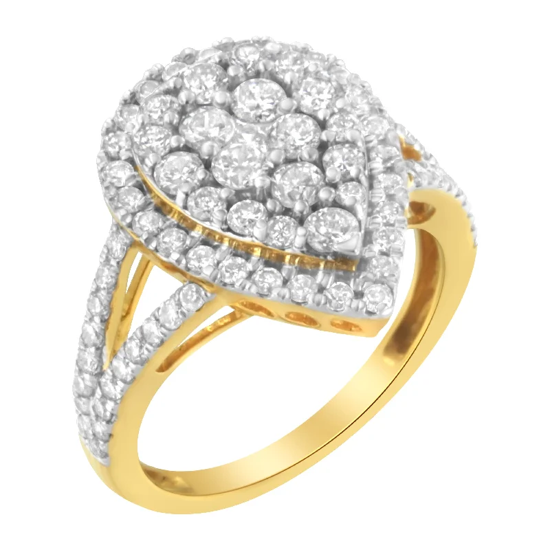 women antique-style engagement rings -2 Micron Yellow Plated Sterling Silver Diamond Cluster Ring