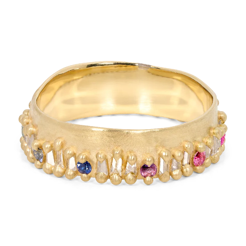 women colorful gemstone rings -Rainbow Skyline Ring with Diamonds - Size 7.5 - 11800