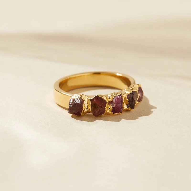 women affordable rings -NEW! Ruby, Garnet, Spinel, & Tourmaline Stacking 14k Gold Plated Ring by Dani Barbe