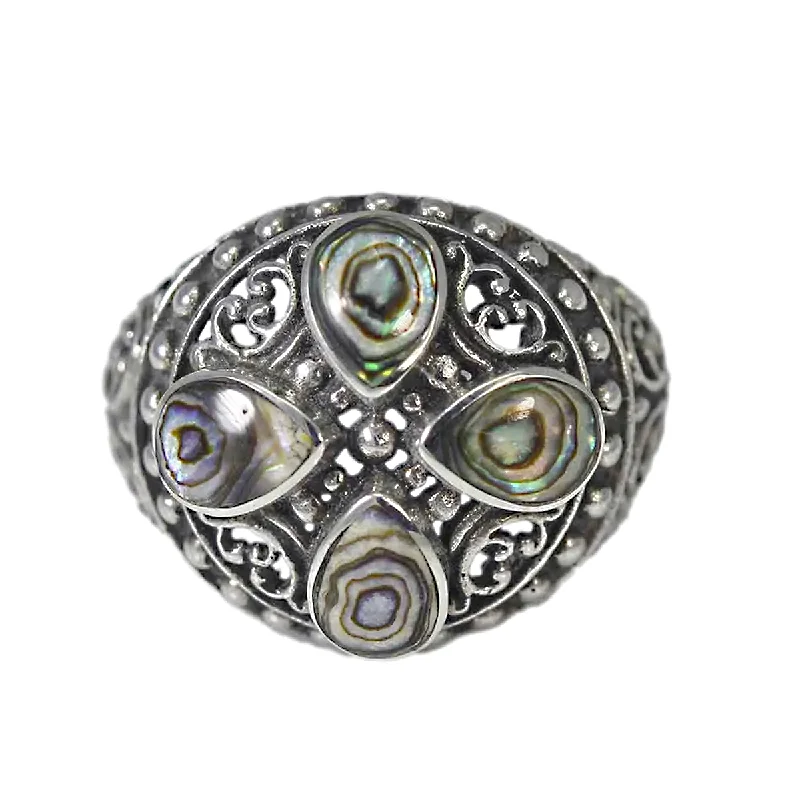 women handmade rings -Handmade Four Abalone Shell Ring