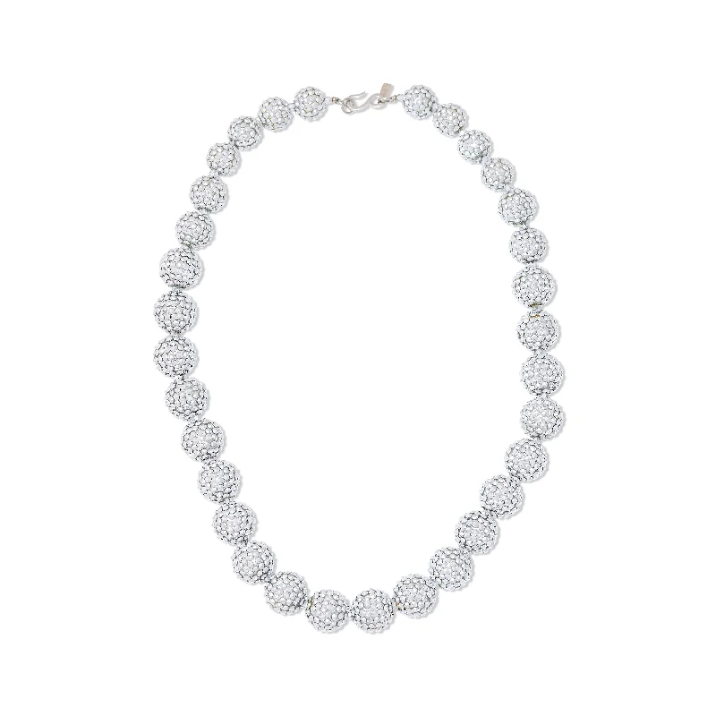 women geometric necklaces -Silver Brilliance Pave Ball Necklace