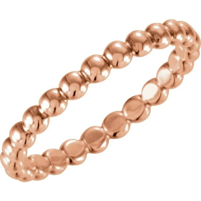 women vintage rings -Rose Gold 2.5 mm Beaded Stackable Ring