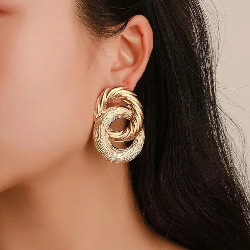 women bold earrings -Manath Jewels Gold Plated Matte Finish Korean Style Stud Earrings