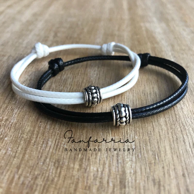 women bracelet bangles sets -Osceola Set, Couples Bracelets, Black and White