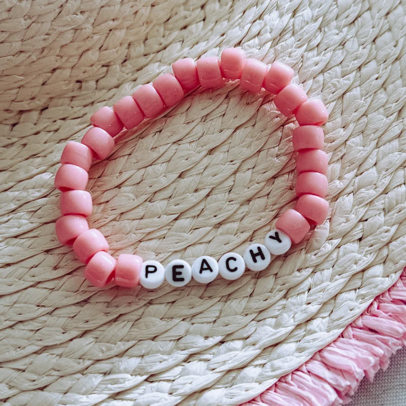 women gemstone bangles -Peachy PINK bead bracelet