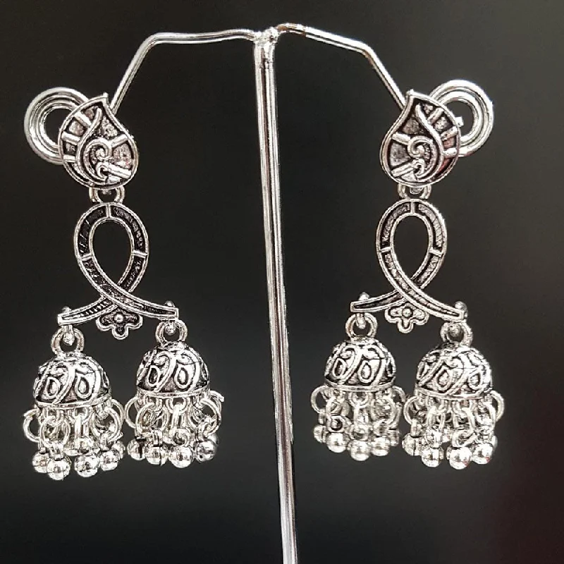 women chic hoop earrings -Shreeji Oxidised Plated Jhumki Earrings