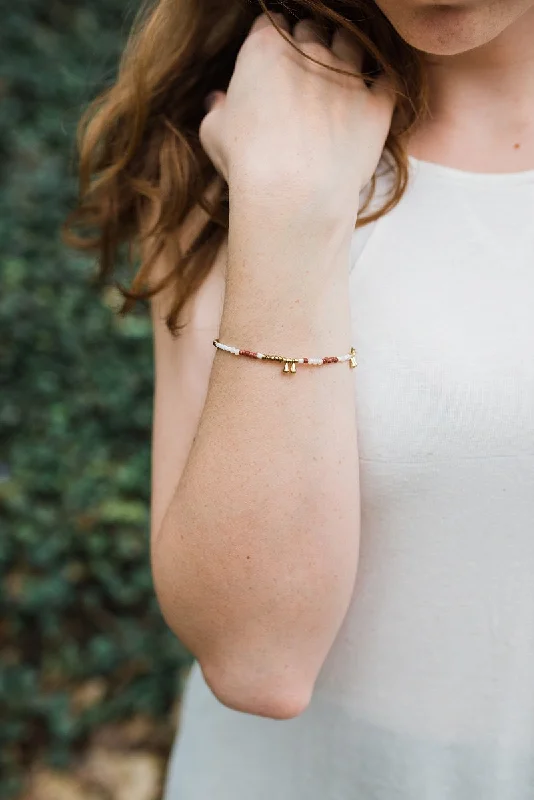 women engraved bracelets -Rust and Gold Droplet Bracelet