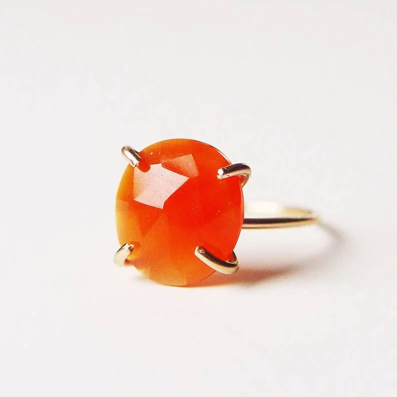 women unique wedding bands -NEW! Orange Carnelian Rose Cut 14k Gold Filled Ring by Friedasophie