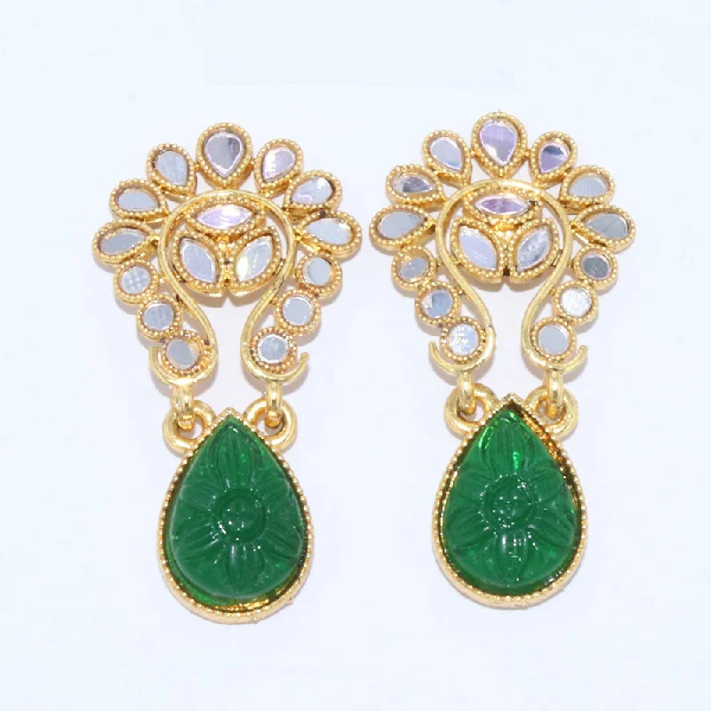 women teardrop earrings -Corbeda Fashion Gold Plated Mirror Dangler Earrings