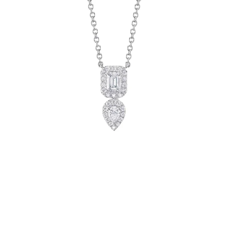 women bridal gold necklaces -Shy Creation Emerald Cut & Pear Diamond Necklace