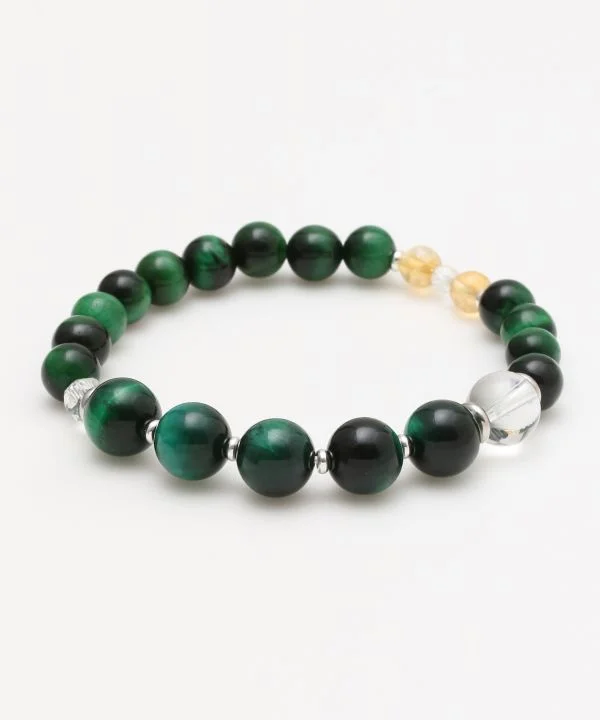 women classic bangles -SUIJIN - 10mm Green Tiger Eye Bracelet