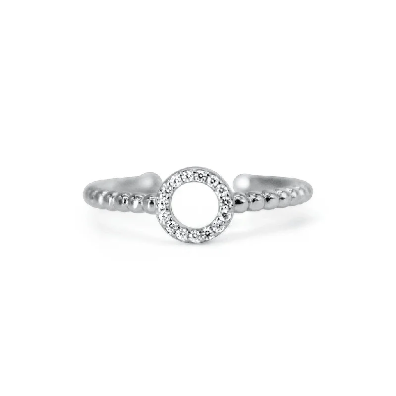 women anniversary rings -Stia : Pavé Open Circle Droplet Ring