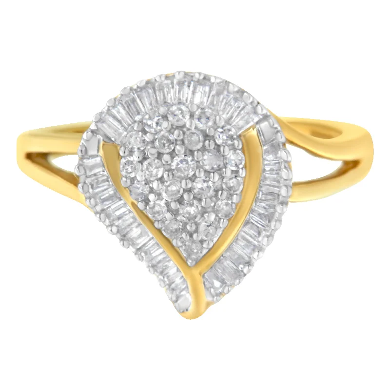 women gold engagement rings -10K Yellow Gold Diamond Cluster Ring