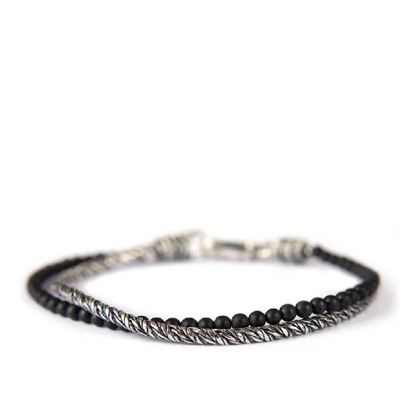 women romantic bangles -Catania Bracelet Onix & Sterling Silver