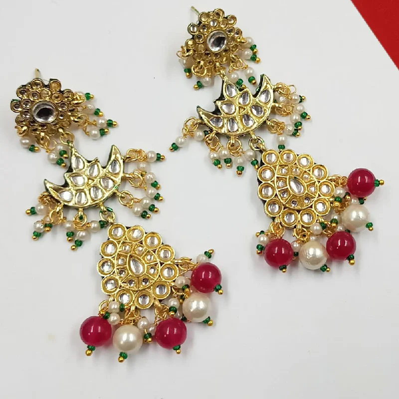 women hoop statement earrings -Padmawati Bangles Gold Plated Kundan Stone And Pearls Dangler Earrings