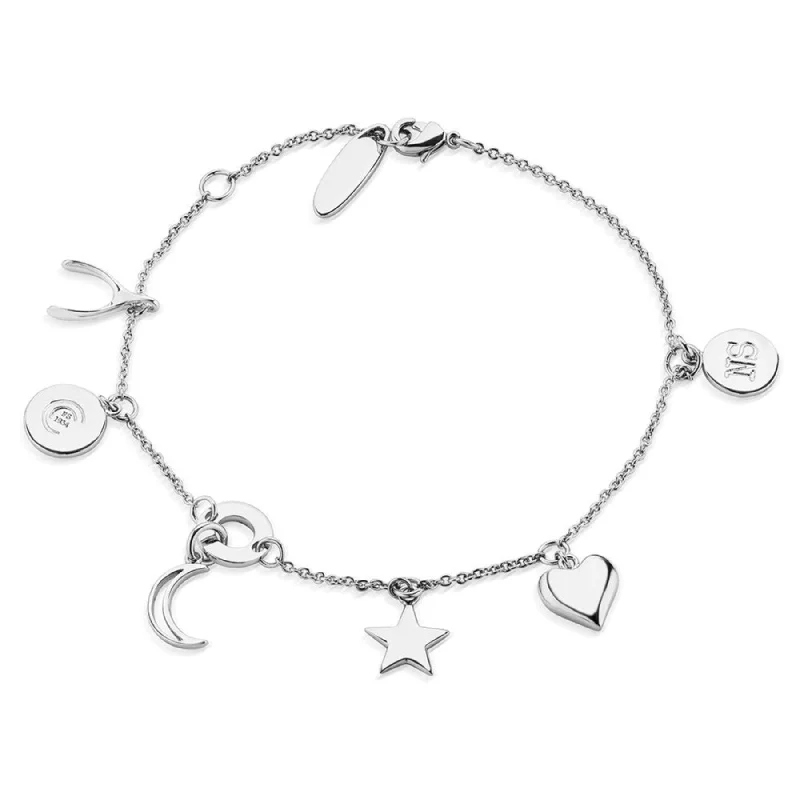 women friendship bracelets -Multi Charms Bracelet - Silver Plated