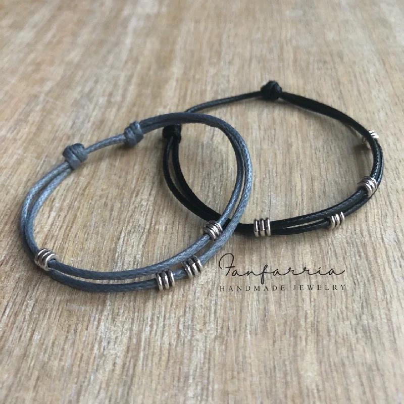 women wide cuff bracelets -Turner, Couple Bracelets, Waterproof His and Hers, Black and Gray Matching Set