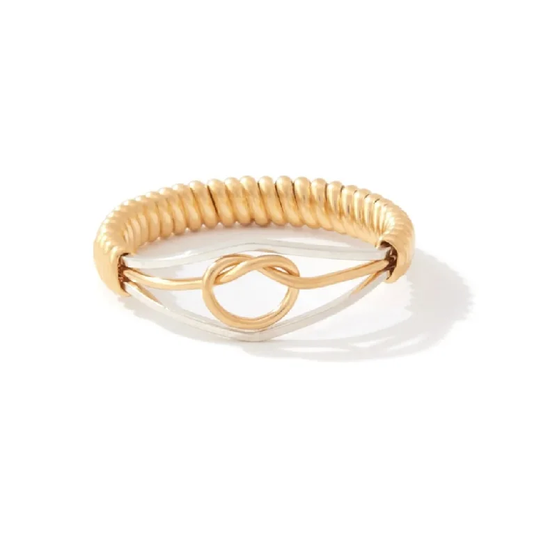 women gold engagement rings -Ronaldo Jewelry : Stronger Together Ring in Silver in 14K Gold Artist Wire Wraps & Knot