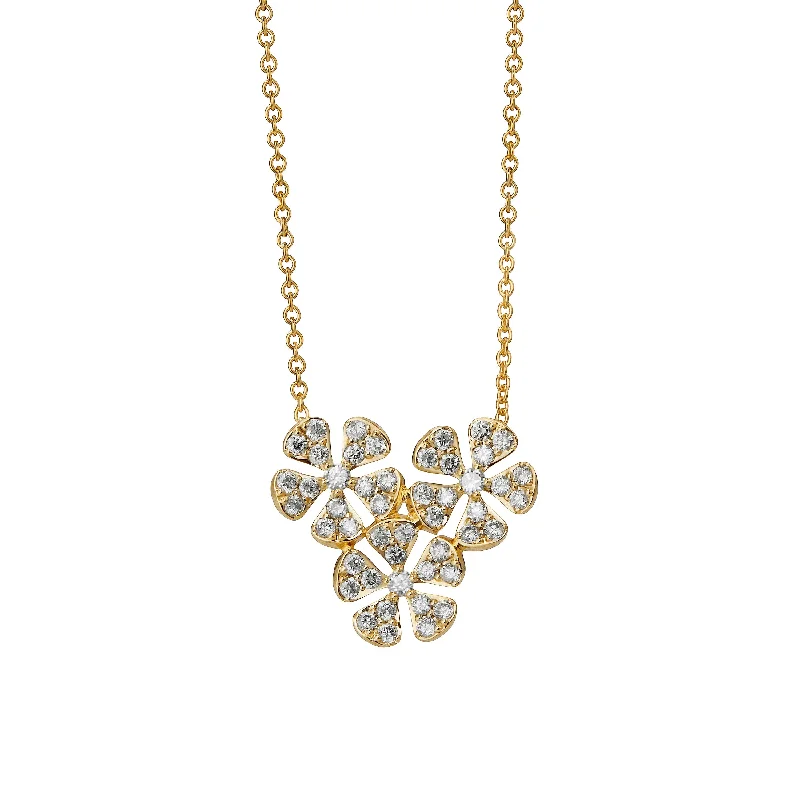 women long necklaces -Three Flower Diamond Necklace